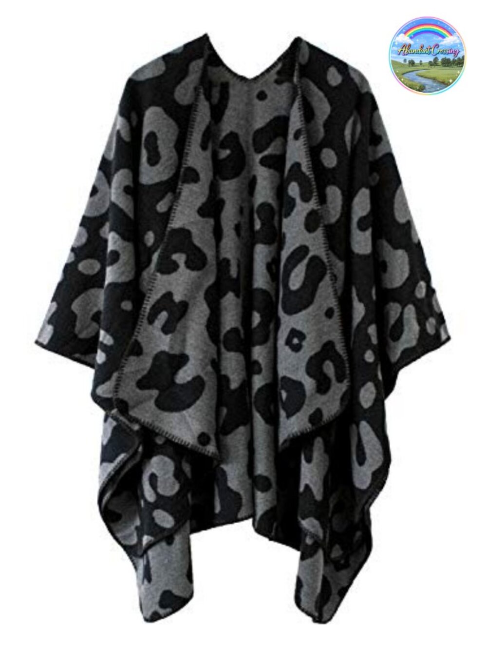 Vintage Open Front Knit Poncho Cape Shawl Winter Wrap